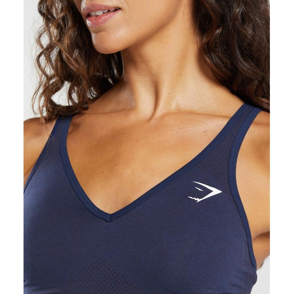 Gymshark Спортивный бюстгальтер Vital Seamless V Neck heaVy Blue Marl B3a4k Ucw7