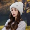 Korean Version with Versatile Gold Wire Plus Velvet Rabbit Fur Warm Hat Winter Outdoor Cold Hat Big Head Flange Hat