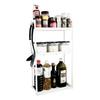 Lucky Thin 3-Tier Condiment Rack, Stovetop Side Rack, Approx. 14cm Deep X 35cm Wide X 61cm High, with Hooks, Large Capacity, Space-Saving Storage, Kit