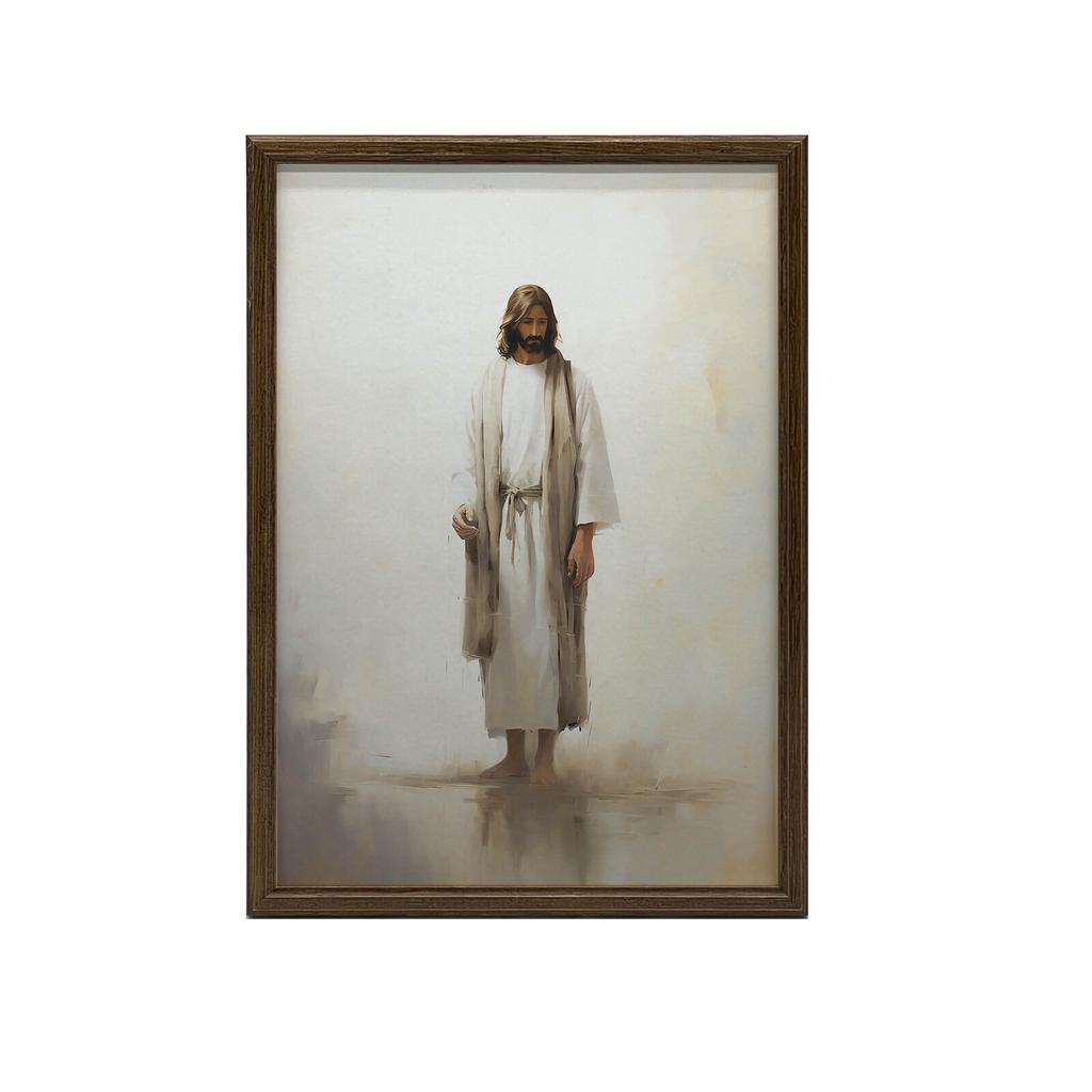 Prayer In Silence - Jesus Prayer In Silence - Jesus, 30X40 Cm, Gold Aluminum Frame, 230 Gsm Matte Paper