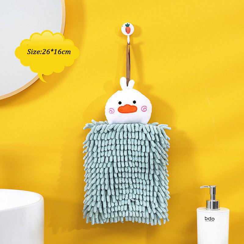 Kitchen and Bathroom Hand Towels Hanging Chenille Absorbent and Quick-drying Cartoon Cute Towels Household Cleaning Towels