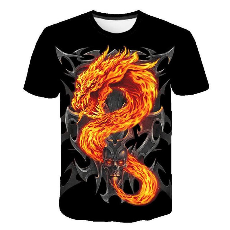 Весенне-летние топы, мужская одежда больших размеров, футболка с 3D принтом дракона, футболки с животными, топ с короткими рукавами и круглым вырезом, дышащие мужские рубашки