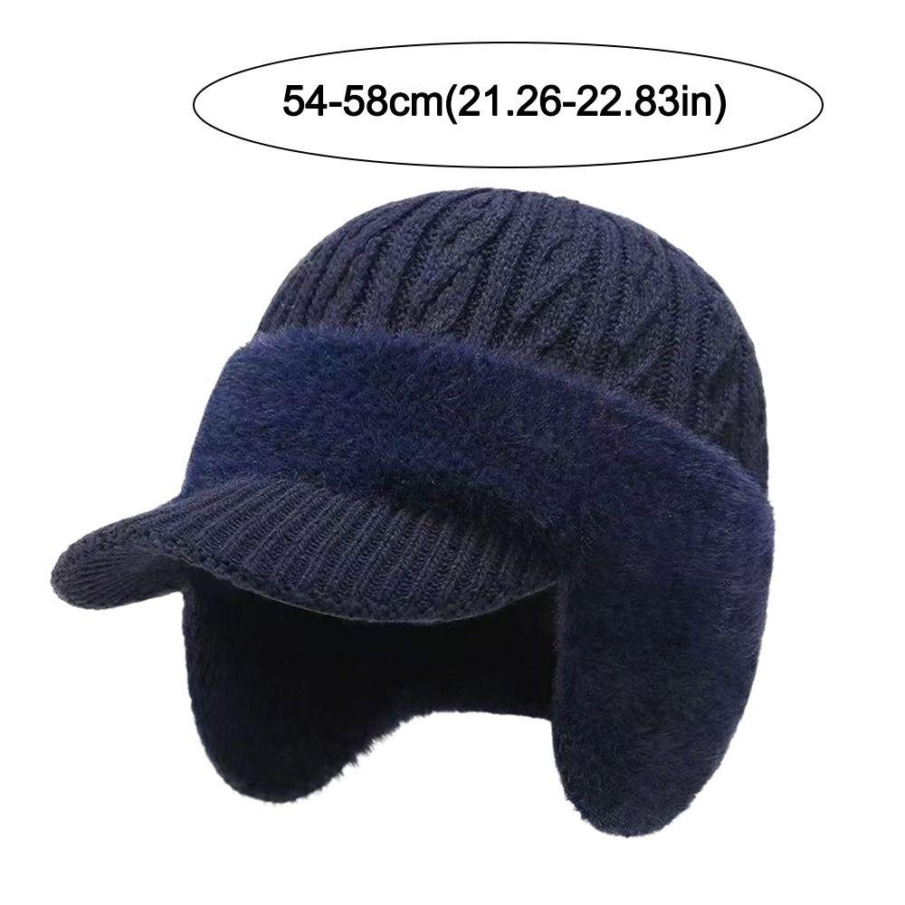 Fleece Lined Thermal Winter Hat Ear Protection Baseball Cap Fashion Knit Beanie Hat Outdoor