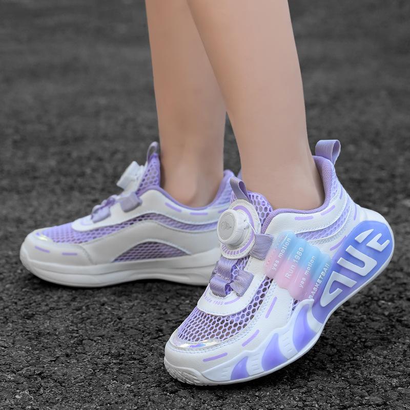 Одноклассники Мальчики Осень 2025 Новые Детские Вращающиеся Кнопки Папины Кроссовки Средние и Старшие Дети Беговые Дышащие Весна и Осень