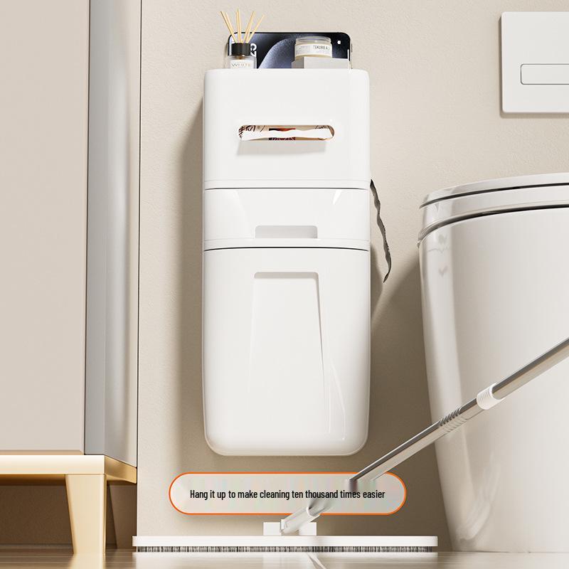 Настенное мусорное ведро для ванной комнаты с крышкой и держателем для туалетной бумаги для домашнего использования