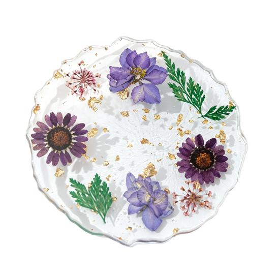 Handmade Resin Coaster Dried Flowers Cup Mat Heat-Resistant Clear Waterproof Table