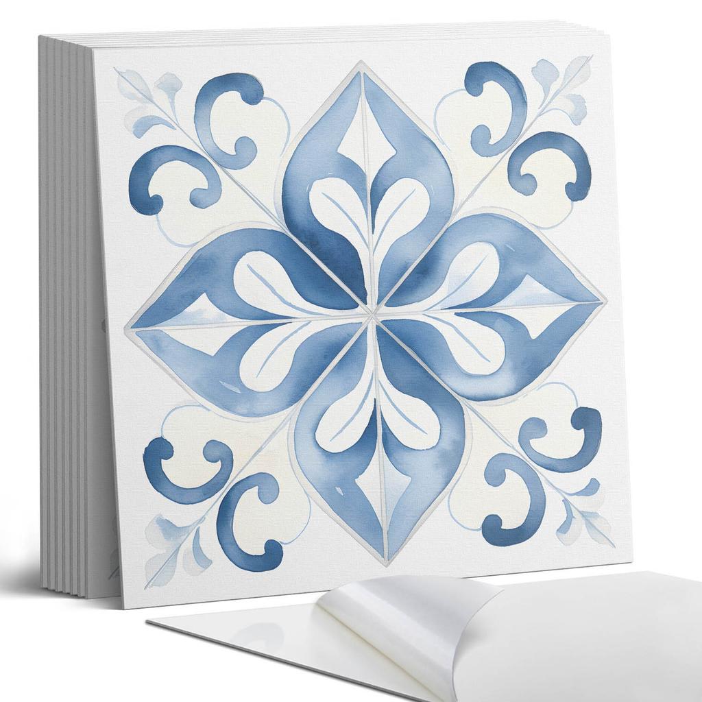 Pack of PVC Tiles with Pattern Self-Adhesive for Bedroom Floral Pattern Tiles 9x30x30 cm