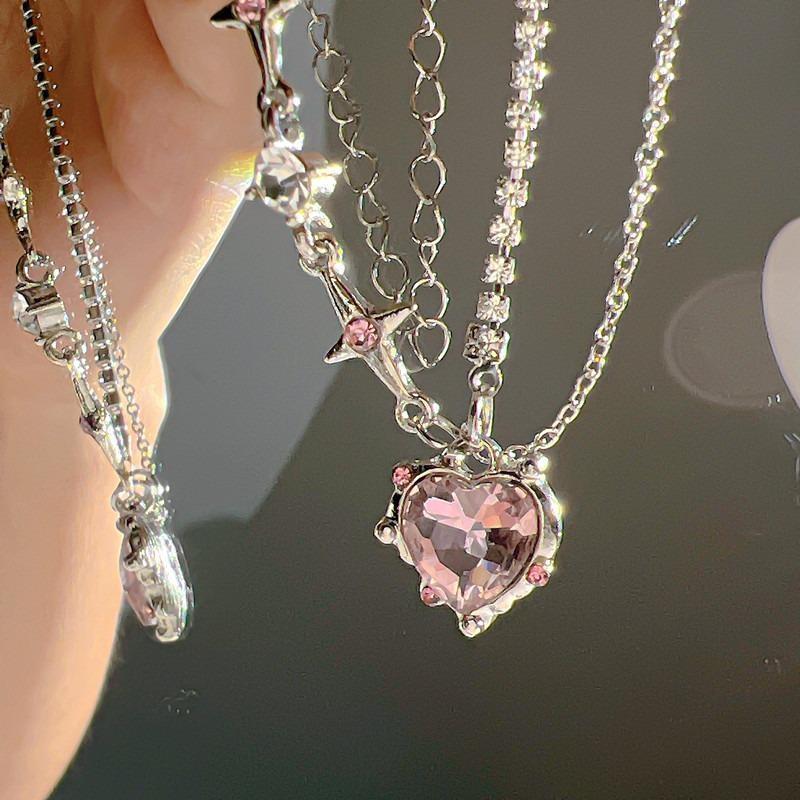Zircon Star Heart Necklace Y2K Неправильное Сердце Кристалл Чокер Egirl Ошейник Ожерелья Женские Украшения Аксессуары