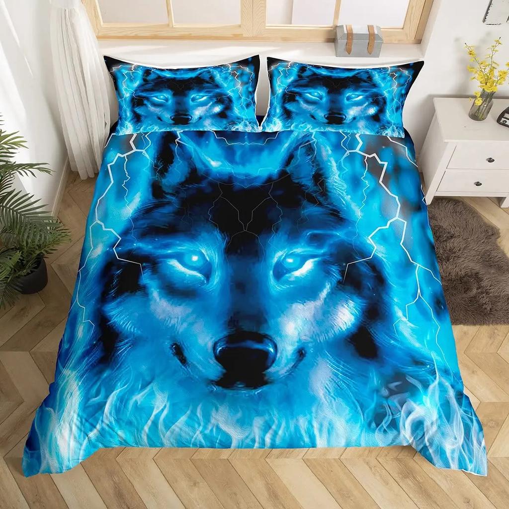 Wolf Duvet Cover Set Wolf With Mechanical Eye Bedding Set For Kid Teens Adults 3d Printing Queen King Size Polyester Quilt Cover