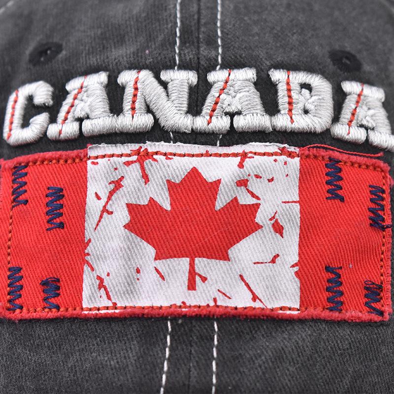 Вышитая бейсболка из стираного хлопка с изображением кленового листа в канадском стиле Выстиранная и старая канадская кепка