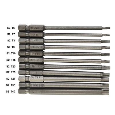 Набор из 11 шт. бит для отвертки Torx, шестигранные, с защитой, с магнитной головкой, сверхдлинные 100 мм