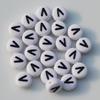 7mm White Flat Black Letters 100pcs Coin Spacer Beads Acrylic Plastic Jewelry Making DIY Bracelet Necklace
