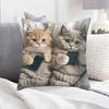 Cute Cat Throw Pillow Cover Printed Cartoon Animal Pattern Throw Cushion Pillowcase for Couch Sofa Bedroom
