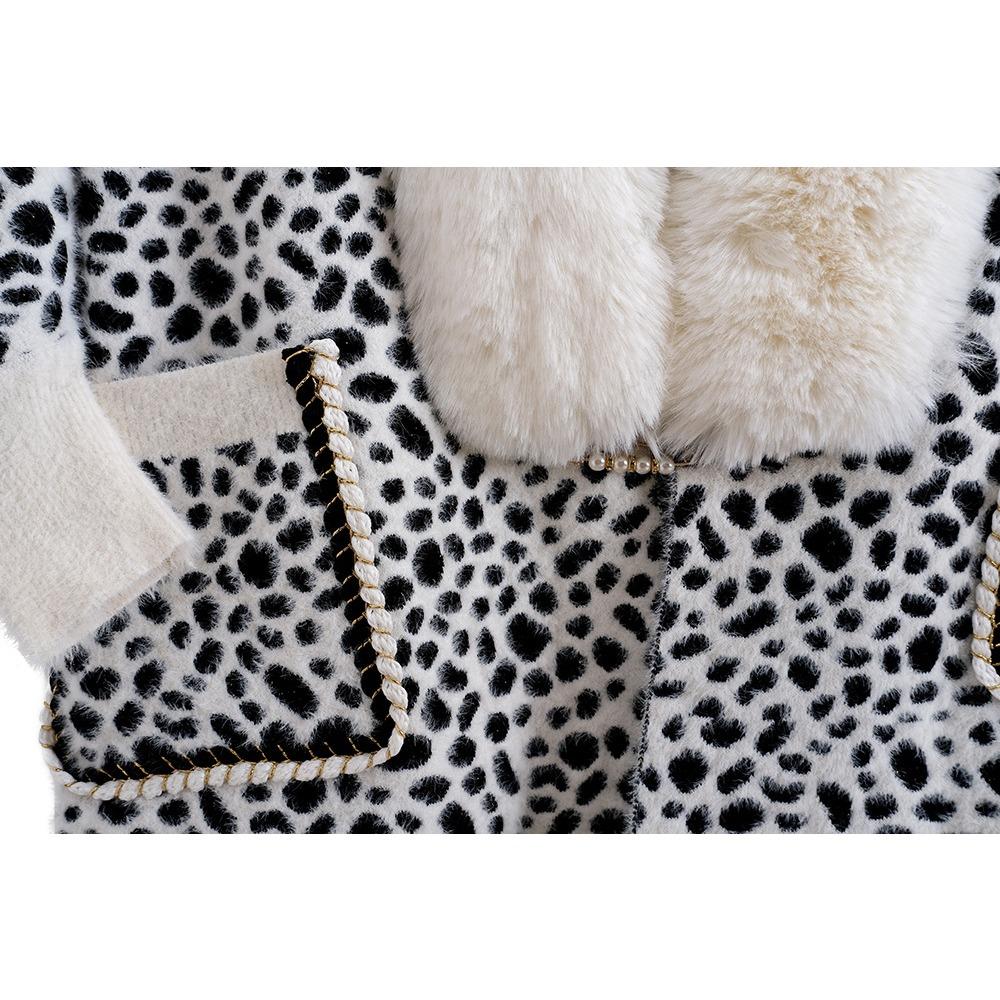 Осенне-зимний воротник из искусственной норки с карманами на рукавах, леопардовый принт, шаль, накидка, шарф с бахромой, женский вязаный свитер