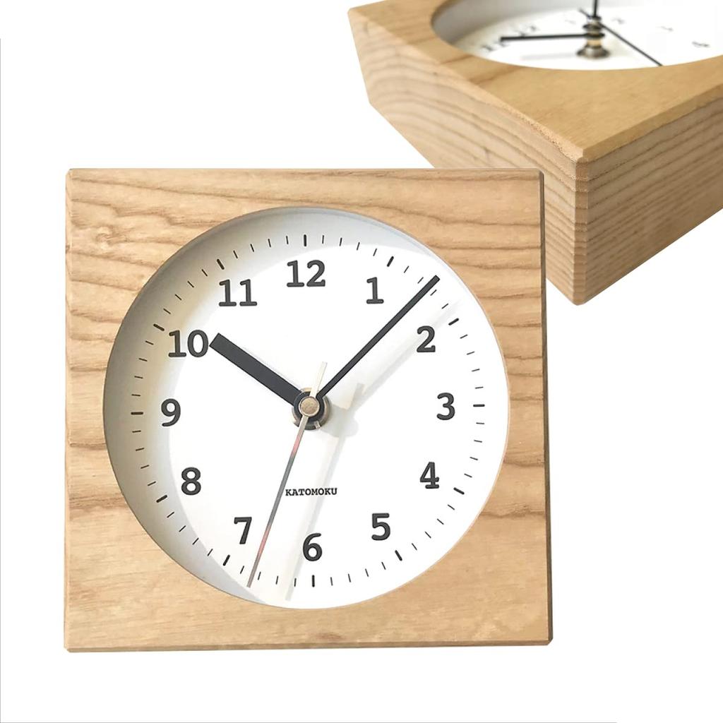 KATOMOKU Dual Use Clock 4 Natural km-95NARC Wall/Tabletop Use Radio-Controlled Clock with Continuous Second Hand, 14cm