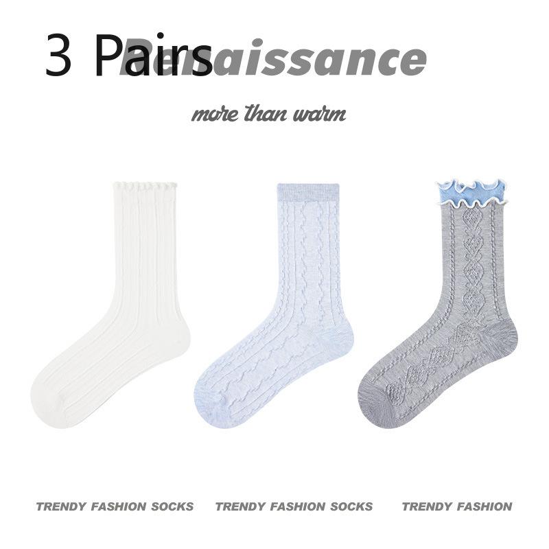 3 пары женских тонких спортивных носков-трубок из хлопка для весны и лета