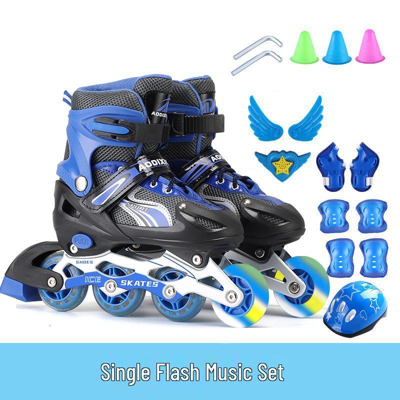 Регулируемый набор роликовых коньков с мигающими колесами для детей-начинающих