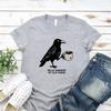 Футболка Raven Crow Coffee Halloween Футболка Женская Мужская Футболки Короткий Рукав Подарок для Любителя Кофе Футболка Унисекс Одежда