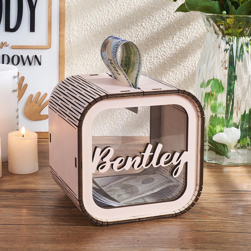 Customizable All-Wood Piggy Bank Natural Environmentally Friendly Easy Disassembly Money Box