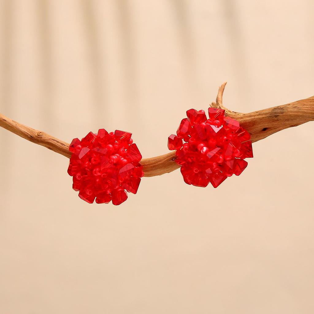 Hydrangea Crystal Beaded Dangle Earrings - Skin-Brightening, Light Luxury Jewelry for Women, 2025 Niche Design