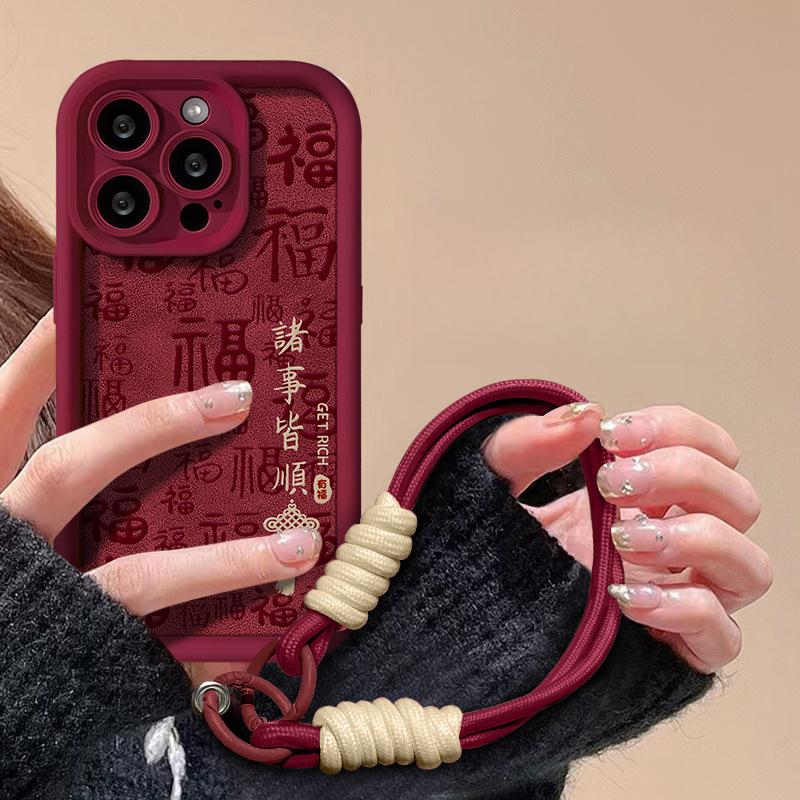 Всё Подходит для Шнурка для Чехла для Мобильного Телефона Apple 16 15 Тонкое Отверстие Противоударный 14 Мех 13 Силиконовый Матовый 12 Женский