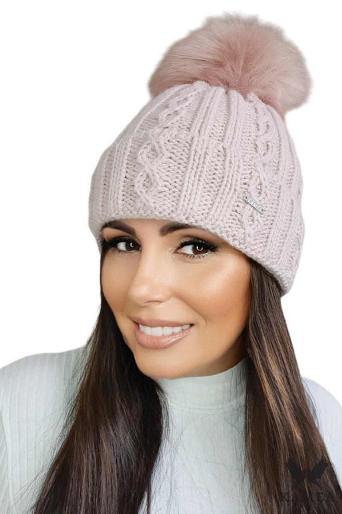 Genova Women' Winter Hat With Pom Pom Pink