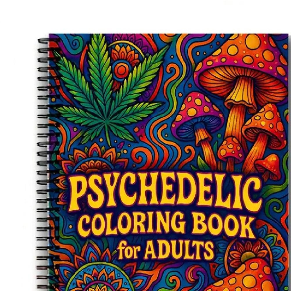 M-Modern-Mushroom, Magic Worlds, Optical Illusion Coloring Book For Adults- Trippy Design Psychedelic Coloring Pages less