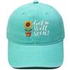 Sunflower Potted Plant Get well soon Letter Embroidered Baseball Cap Washed Vintage Daddy Hat Men and Women