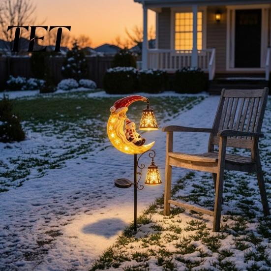 Easy Installation Outdoor Lighting Solar Christmas Garden Stake Light, 31.5 Inch Santa Snowman LED Pathway Lights, Powered Walkway Lights Waterproof