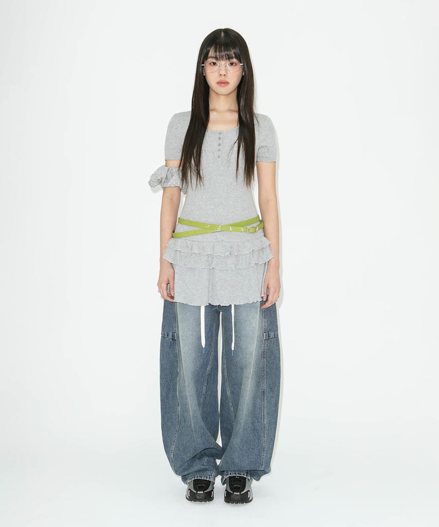 Ratsyu Lotsyou_Henly Neck Dress Melange Gray