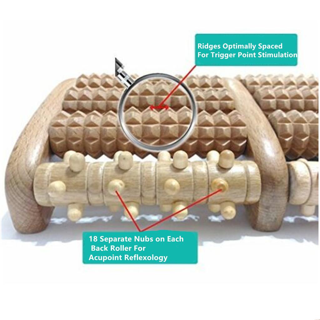 Массажер для ног из бамбука и дерева премиум-класса - большой двойной ролик для облегчения боли и расслабления