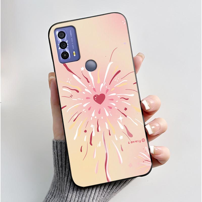 Cute Case For TCL 20B (6159K) Fundas Capa Printing Shell Protective Cover Soft Silicone Coque Cartoon Black Casing
