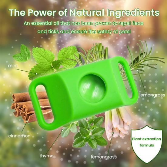 Бирка для профилактики блох для собак Натуральные ингредиенты Отпугивающая клещей бирка Водонепроницаемая бирка на ошейник с 2 сменными блоками Регулируемая для маленьких, средних и крупных собак
