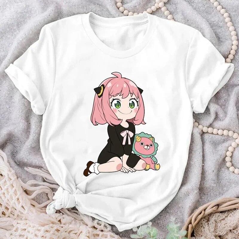 Cute Funny Anya Forger Graphic Printed T Shirt Women Fashion Casual Anime Harajuku Short Sleeve Tees