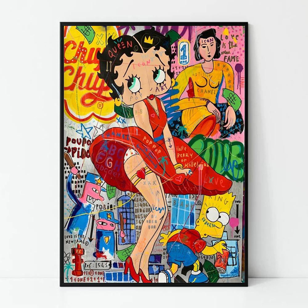 Street Graffiti Style Wall Art Poster Fashion Mona Lisa Lady Liberty Home Room Decor Canvas Painting Mural Picture Print Artwork