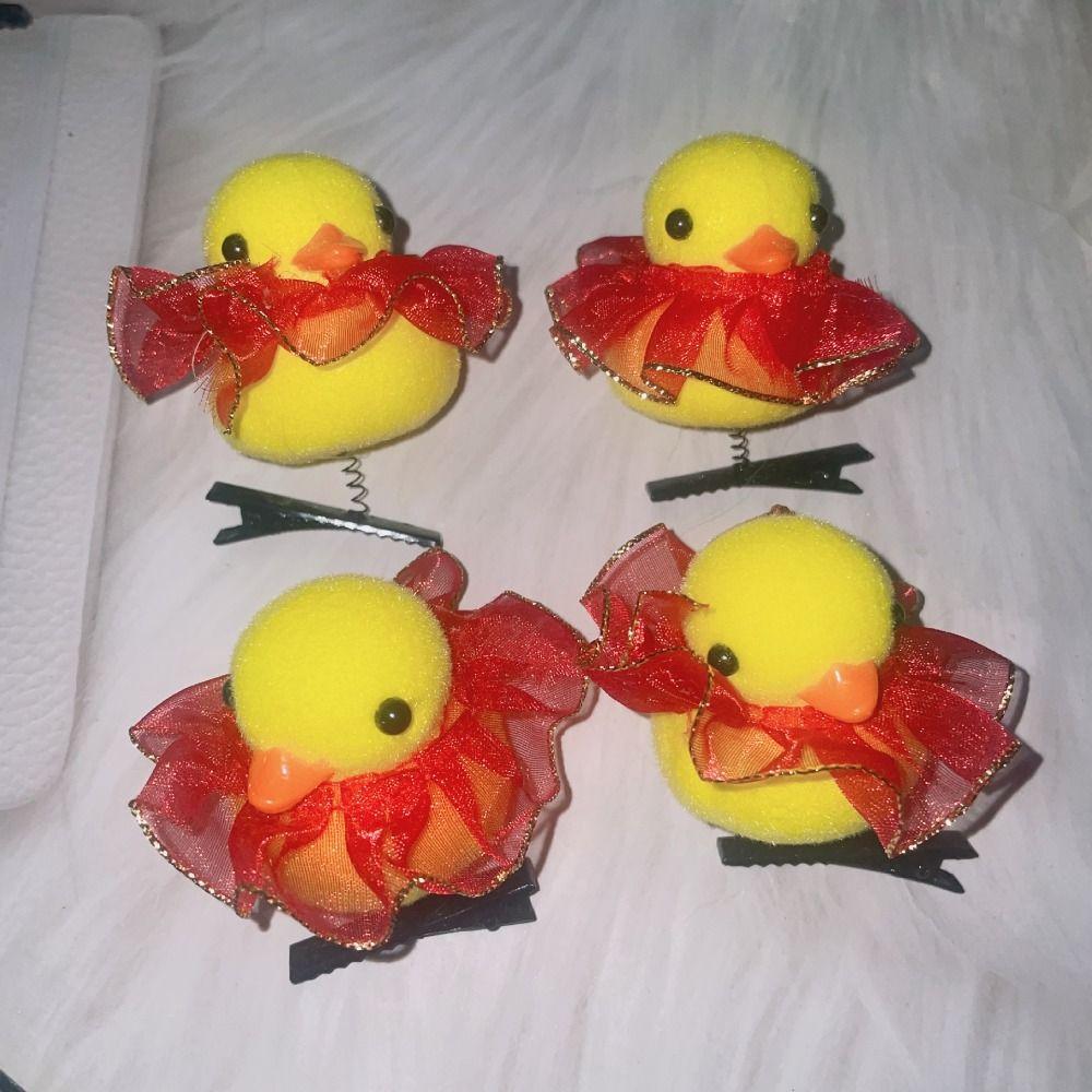 Заколки-цветы с цыплятами, банты, мультяшные заколки-уточки, модные заколки для волос в виде уток для детей