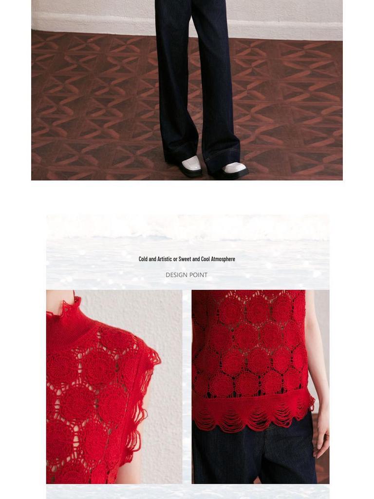 Niche Design Luxury Crochet Knit Wool Sleeveless Cardigan