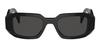 Prada PR 17WSF 1AB5S0 Black Plastic Rectangular Sunglasses Grey Lenses, Black/Silver Logo, 51-20-145