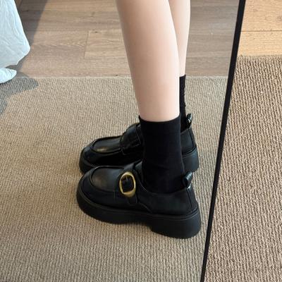Женские лоферы на платформе, увеличивающие рост, 2025 осень-зима, новая коллекция, колледж, британский стиль, jk, маленькие кожаные туфли, универсальные туфли-лодочки Мэри Джейн