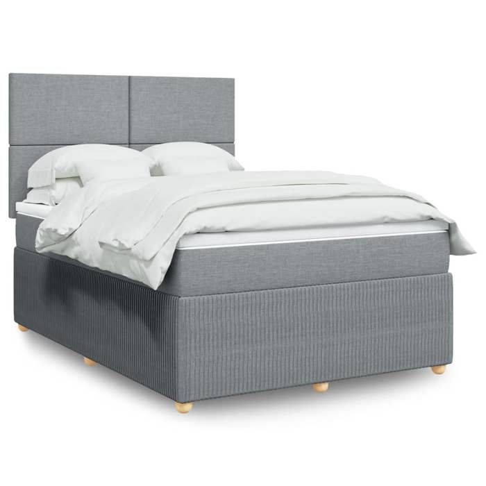 VidaXL Slatted Bed Base with Mattress Light Grey 140x190cm Fabric 3292044
