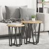 2-Piece round side table set, wooden coffee tables with metal frames, living room decoration table set