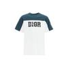 Men's DIOR Logo Printing Colorblock Round Neck Short Sleeve Green T-Shirt 193J646A0554-680