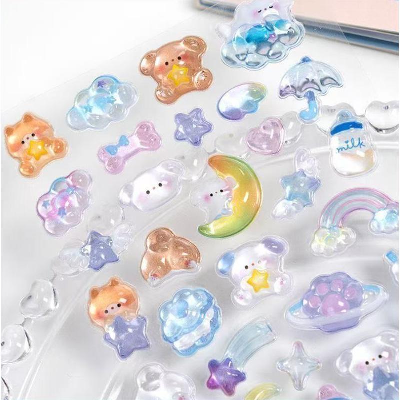 6PCS PVC Foam Cartoon Animal Relief Stickers For Phone Case Decoration For DIY Scrapbook Journal Supplies Cute Waterproof Laptop