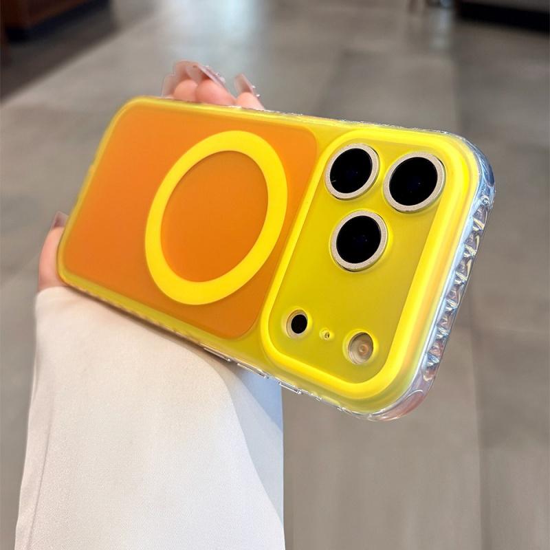 Luxury Laser Aurora Gradient For Magsafe Phone Case For iPhone 15 16 17 Pro Max Magnetic Wireless Charging Hard PC Bumper Cover