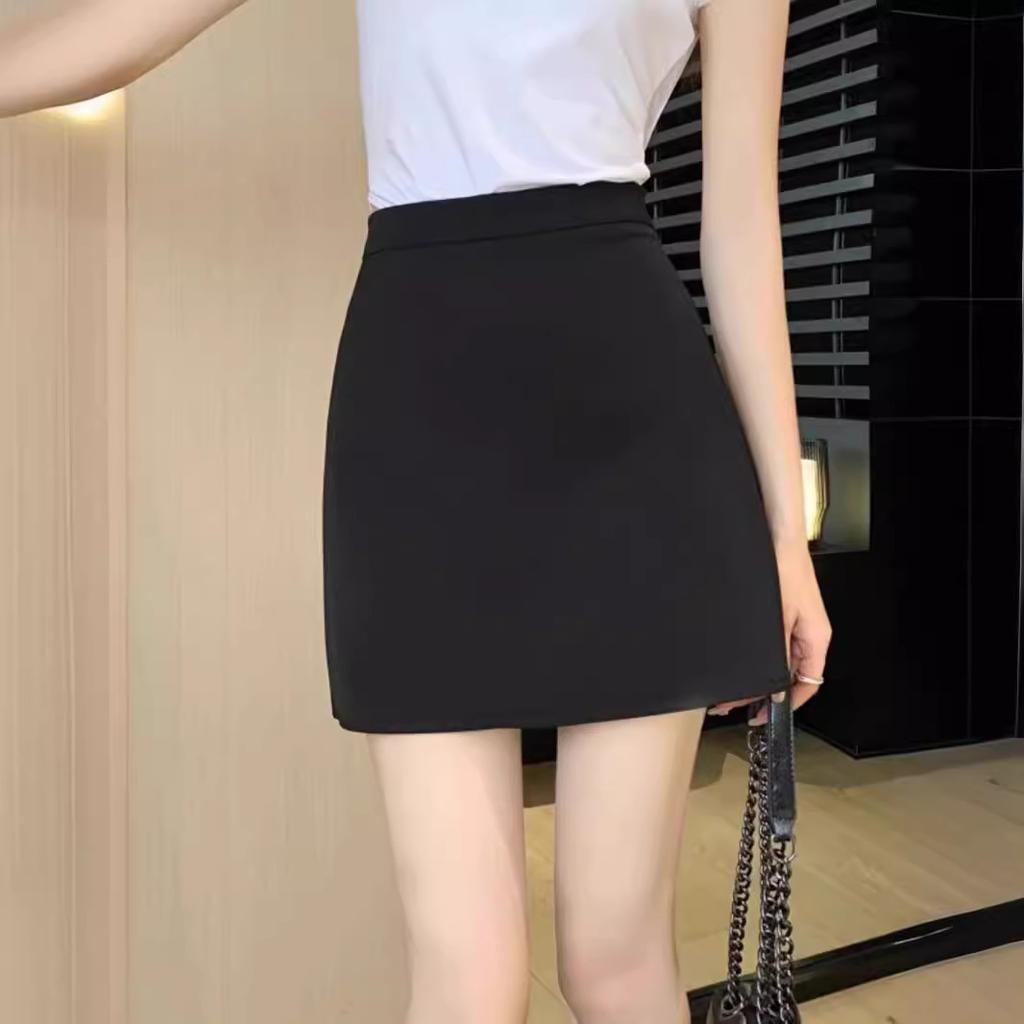 Women's High Waist A Line Skirt Solid Color Anti Chafing Suit Mini Skirt Streetwear Short Skirt