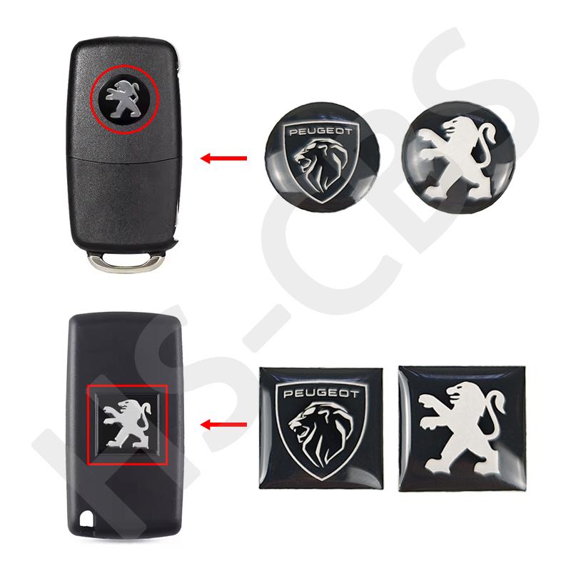5/10/20Pcs 16mm 14mm Square Circle Car Remote Control Key Logo Stickers For Peugeot 206 307 308 207 3008 208 407 508 2008 5008