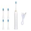 Electric Toothbrush IPX7 Waterproof 6 Modes Rechargeable Automatic Tooth Brush with 4 Heads White
