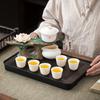 1 Set Ceramic Kung Fu Tea Set With Lotus Design Semi-automatic Lazy Tea Set With Rotating Function Ceremony Accessories 6 Cups With Tea Tray For Livin