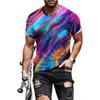 Summer Round Neck Colorful Abstract Pattern 3D Print Top Fashionable Casual Hip Hop Short Sleeved Men's T-shirts