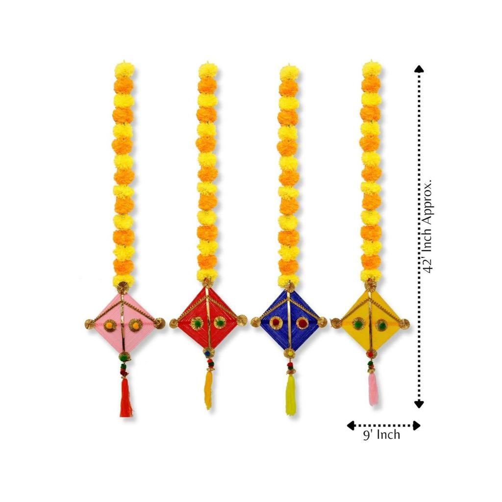 Ручной работы Искусственные Бархатцы Пушистые Цветы Красочный Шерстяной Воздушный Змей Подвесной для Дома, , Храма Комната для Пуджи Украшение (Пакет из 5)